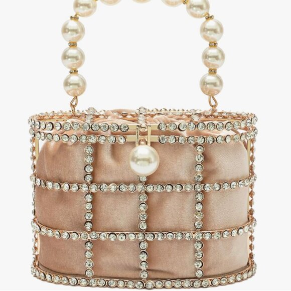 Evening Handbag Women Clutch Purses with Pearl Diamonds - Picture 1 of 5